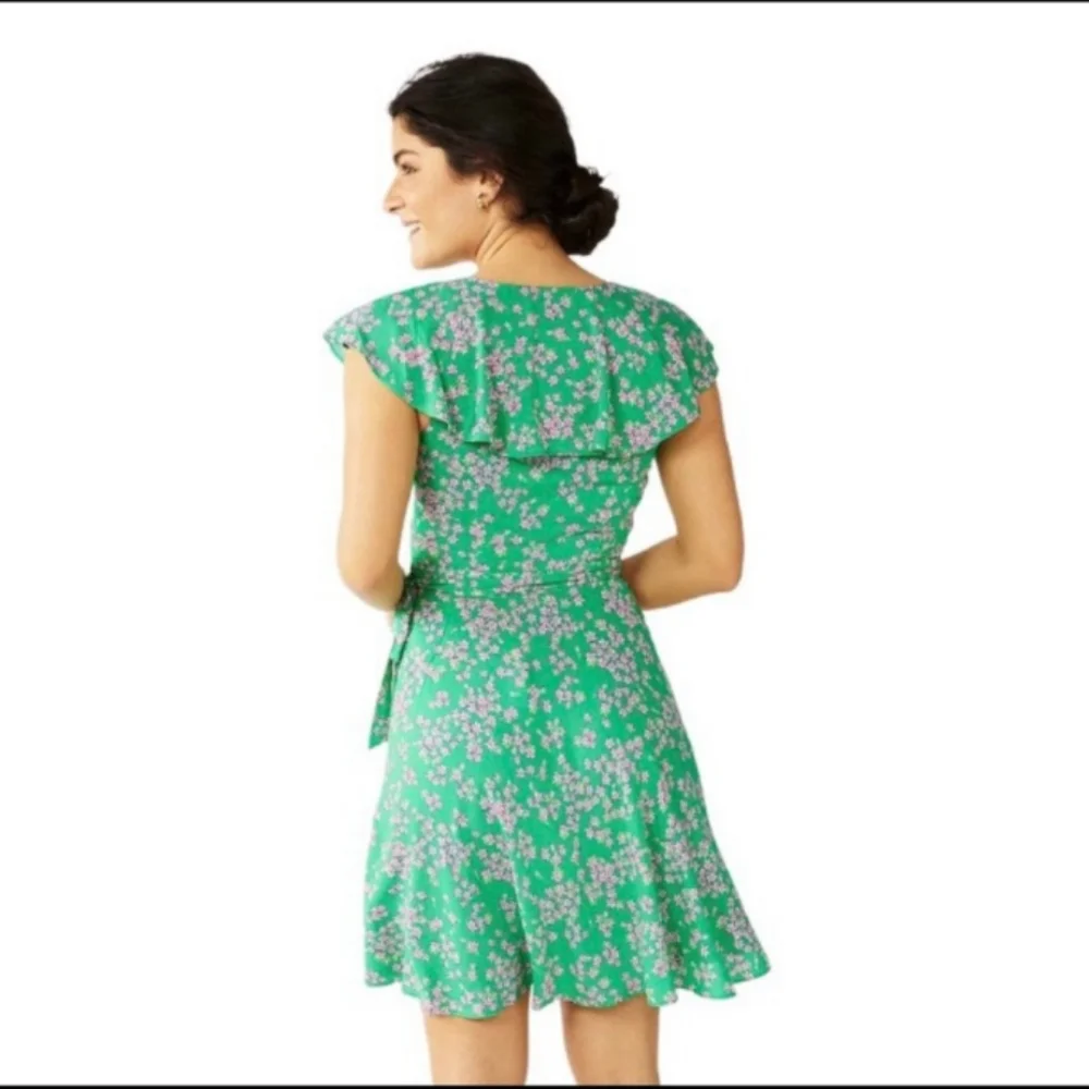 Draper James Green Pink Floral Wrap Dress, Size XXL - Picture 2 of 8